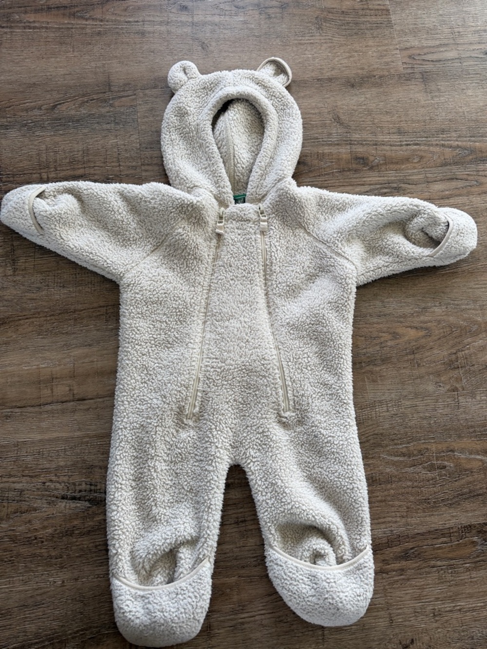 L.L. Bean Cream Sherpa Baby Footed One-Piece with Hood
